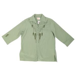 Rare 60s Iolani Mens Green Zip Up tiki Hawaiian Shacket Shirt Jacket